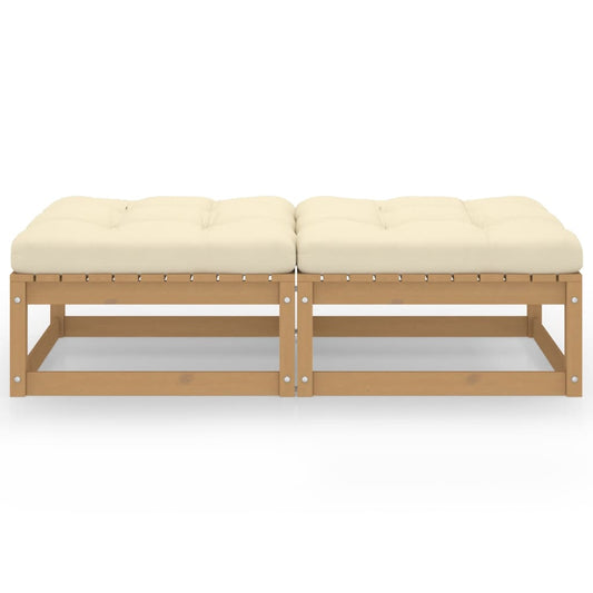Garten-Fußhocker mit Kissen 2 Stk. Massivholz Kiefer