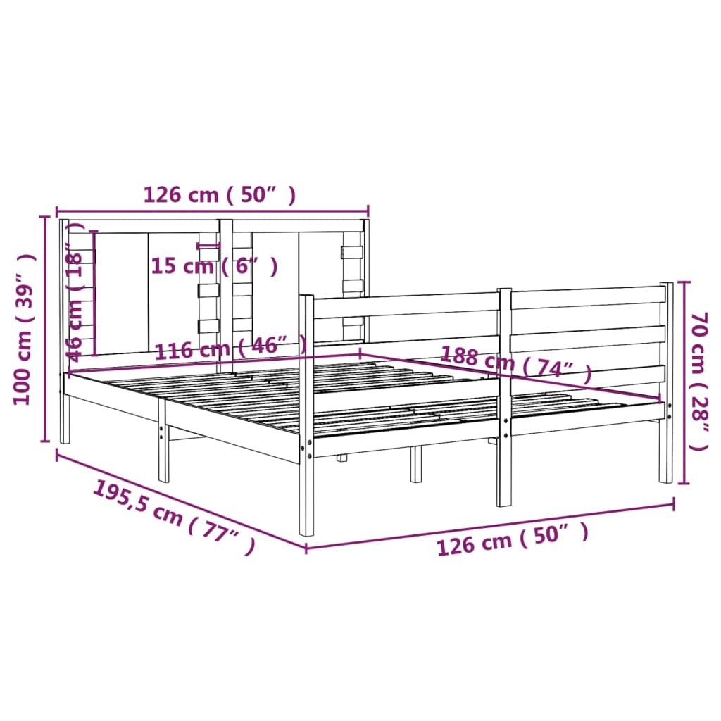 Massivholzbett ohne Matratze Weiß 120x190 cm Kiefernholz