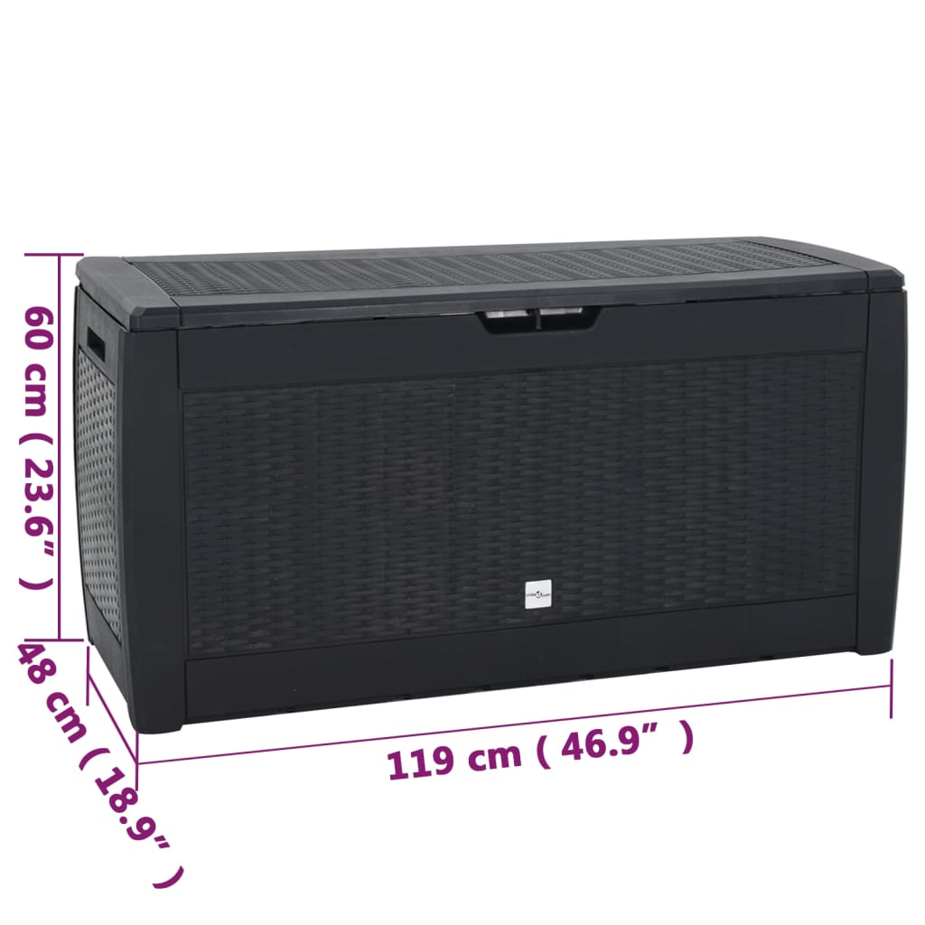 Gartentruhe Anthrazit 119x48x60 cm Polypropylen