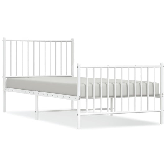 Bettgestell mit Kopf- und Fußteil Metall Weiß 90x200 cm