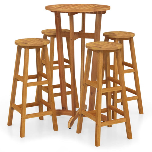 5-tlg. Gartenbar-Set Massivholz Akazie