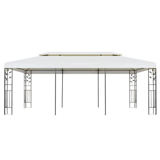 Pavillon mit Doppeldach Weiß 6x3 m Stahl