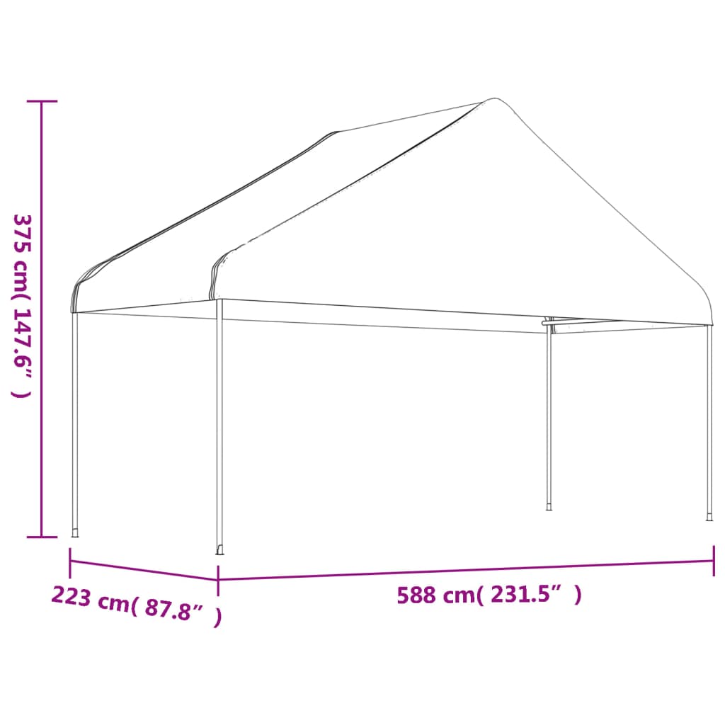 Pavillon mit Dach Weiß 6,69x5,88x3,75 m Polyethylen