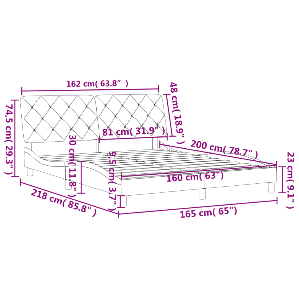 Bettgestell ohne Matratze Dunkelgrau 160x200 cm Samt