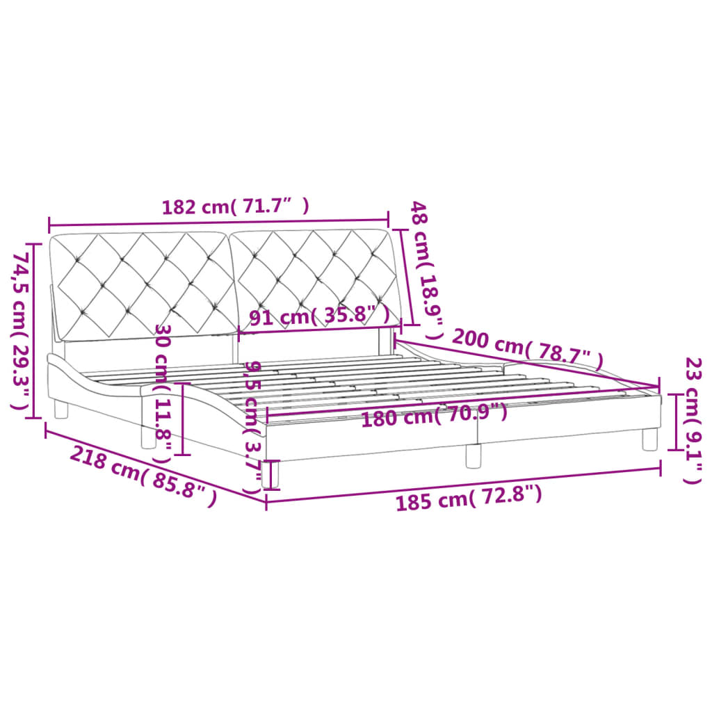 Bettgestell ohne Matratze Dunkelgrau 180x200 cm Samt
