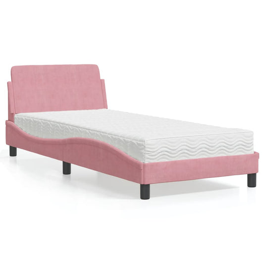 Bett mit Matratze "Dover" Rosa 80x200 cm Samt