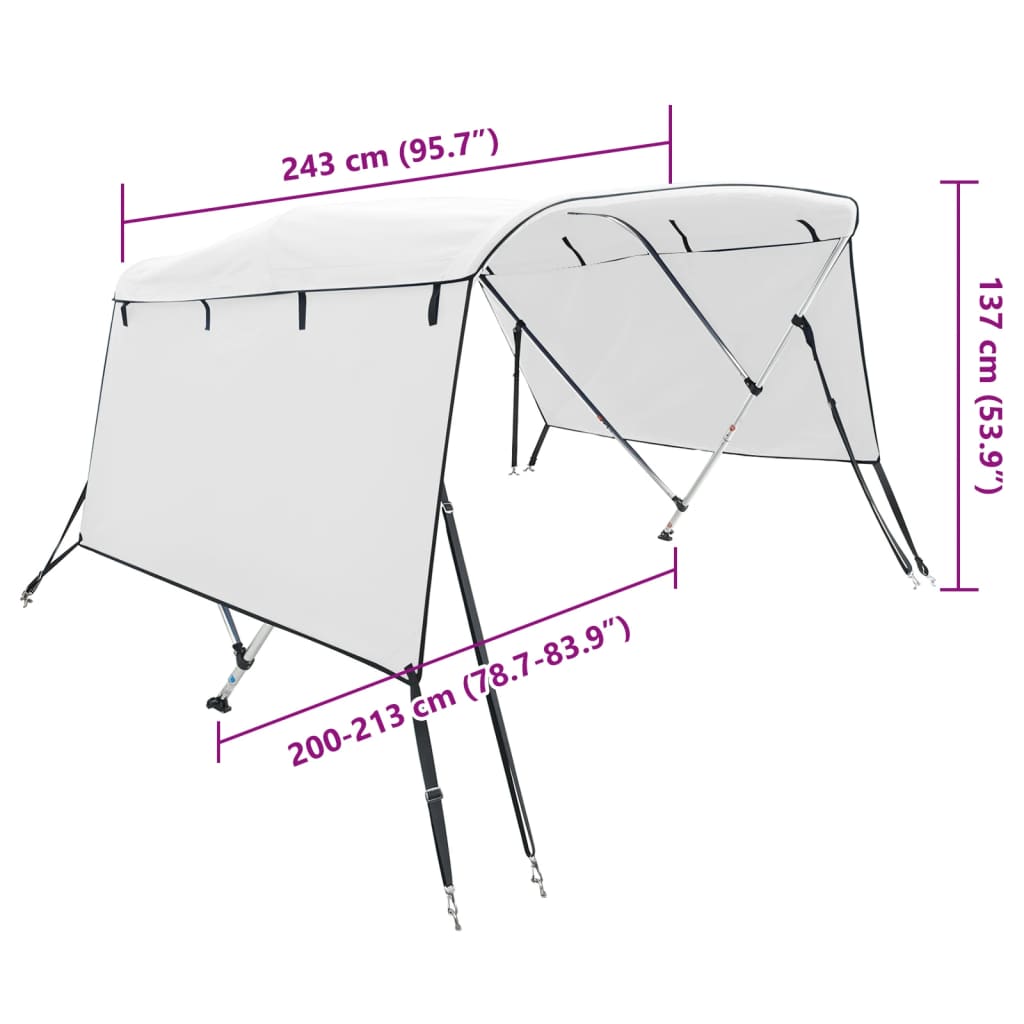 4-Bow Bimini-Top mit Seitenteilen 243x(200-213)x137 cm