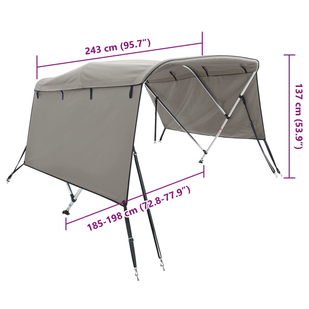 4-Bow Bimini-Top mit Seitenteilen 243x(185-198)x137 cm
