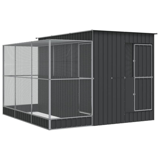 Voliere mit Erweiterung Silber 290 x 303 x 216 cm Stahl