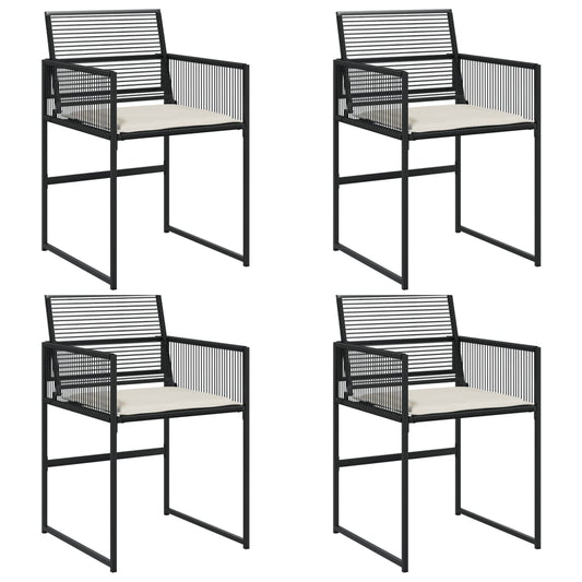 Gartenstühle mit Kissen 4 Stk. Schwarz Poly Rattan