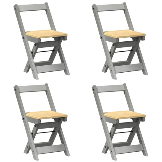Esszimmerstühle Klappbar 4 Stk. Corona Grau Massivholz Kiefer