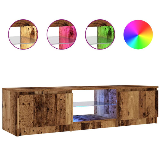 TV-Schrank mit LED-Leuchten Altholz-Optik 140x40x36 cm