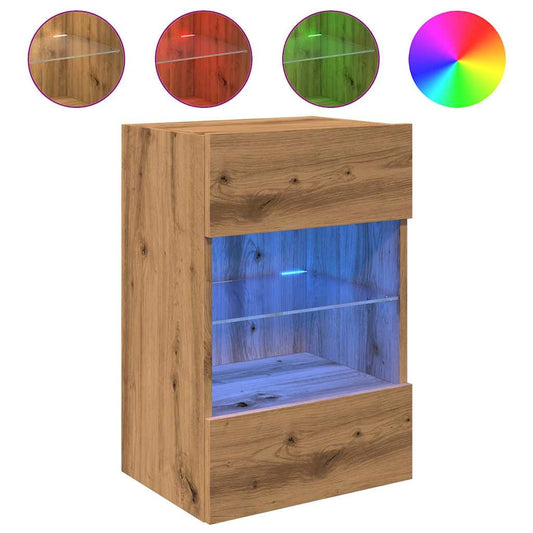 Wandschränke mit LED-Leuchten für TV 2 Stk. Artisan-Eiche