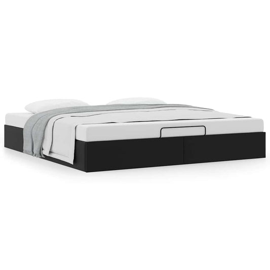 Ottoman-Bett ohne Matratze Schwarz 160x200 cm Kunstleder