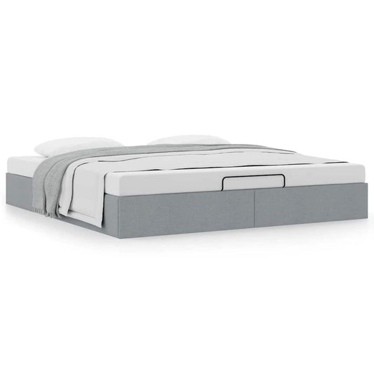 Ottoman-Bett ohne Matratze Hellgrau 180x200 cm Stoff