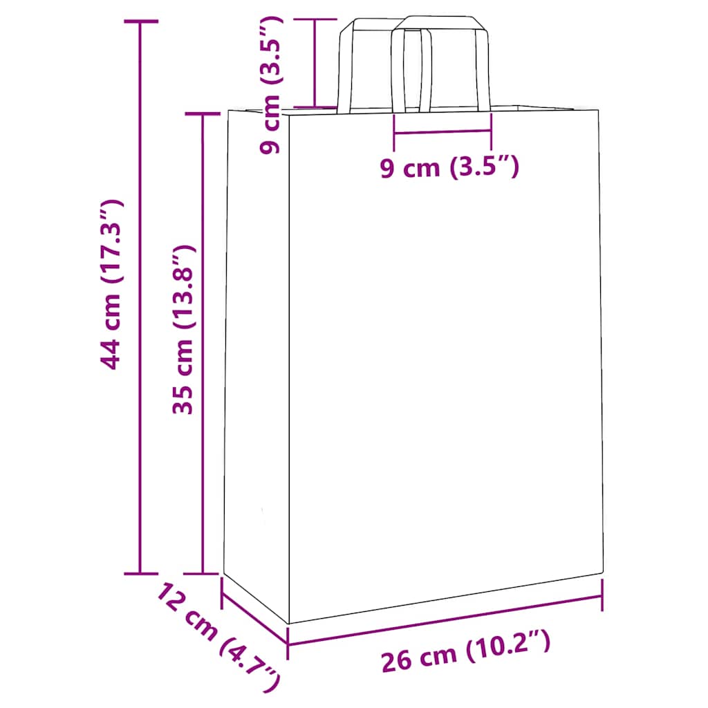 Papiertragetaschen 50 Stk. mit Henkeln Gelb 26x12x35 cm
