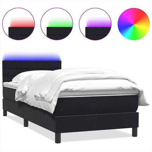 Boxspringbett mit Matratze & LED Schwarz 80x220 cm Samt