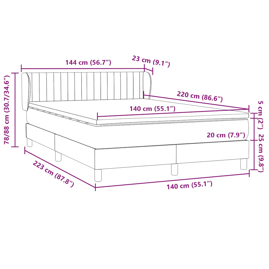 Boxspringbett mit Matratze Rosa 140x220 cm Samt