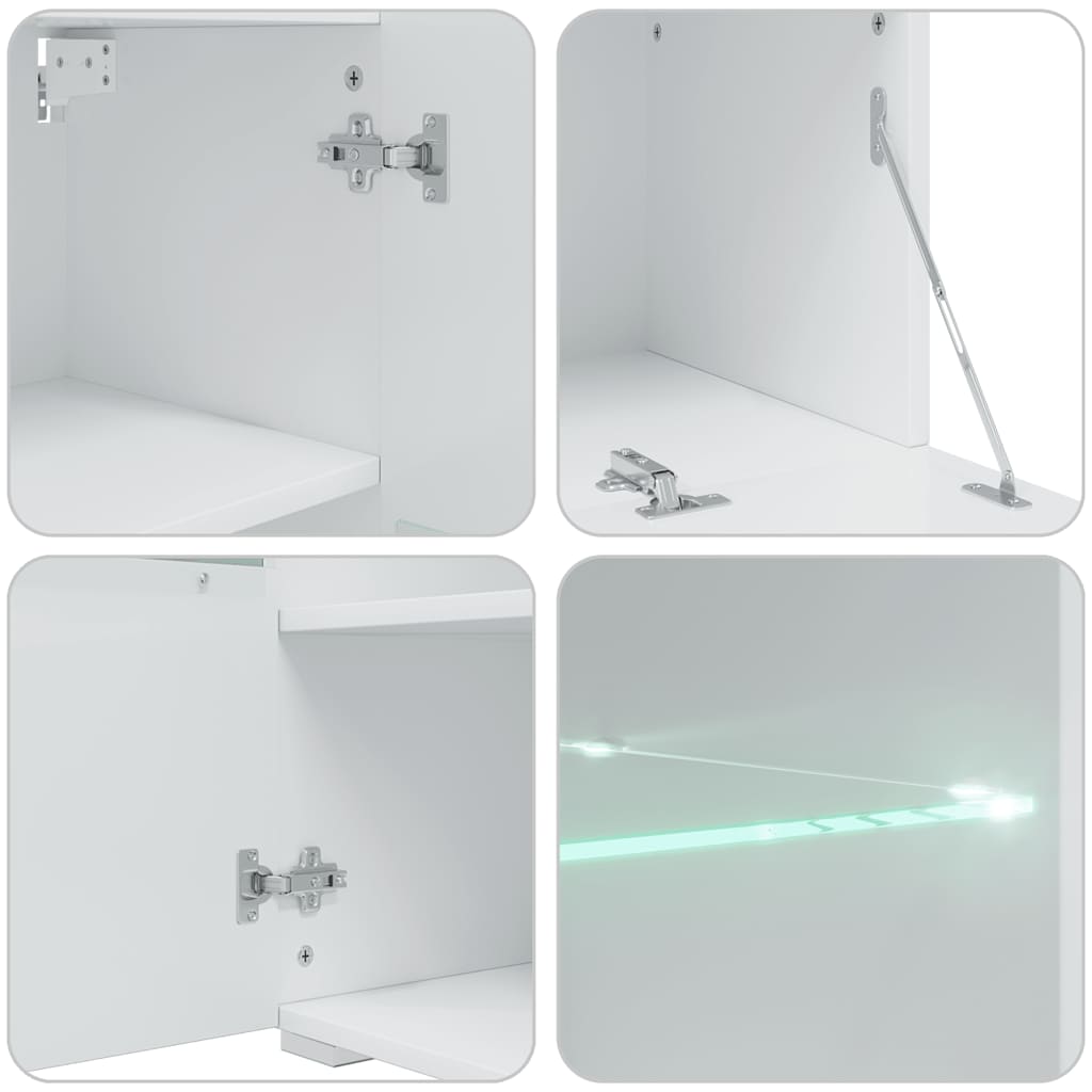 5-tlg. Wohnwand mit LED-Beleuchtung Mattschwarz Holzwerkstoff