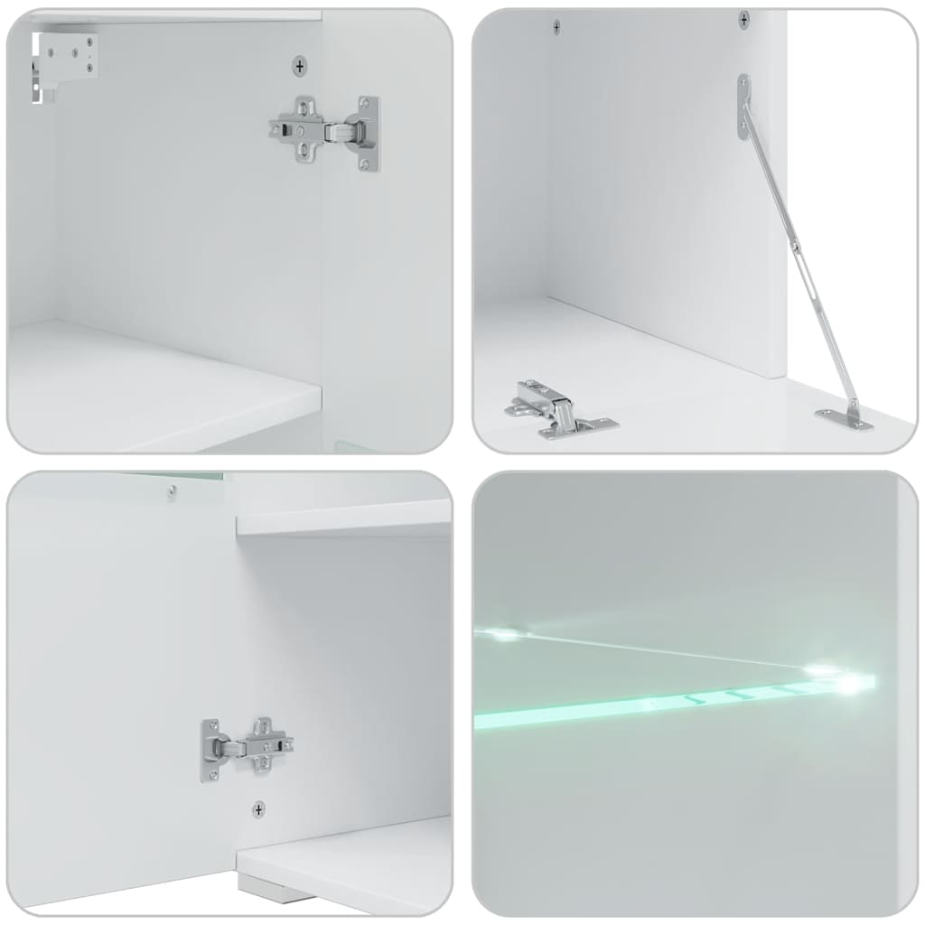 5-tlg. Wohnwand mit LED-Beleuchtung Steingrau Holzwerkstoff