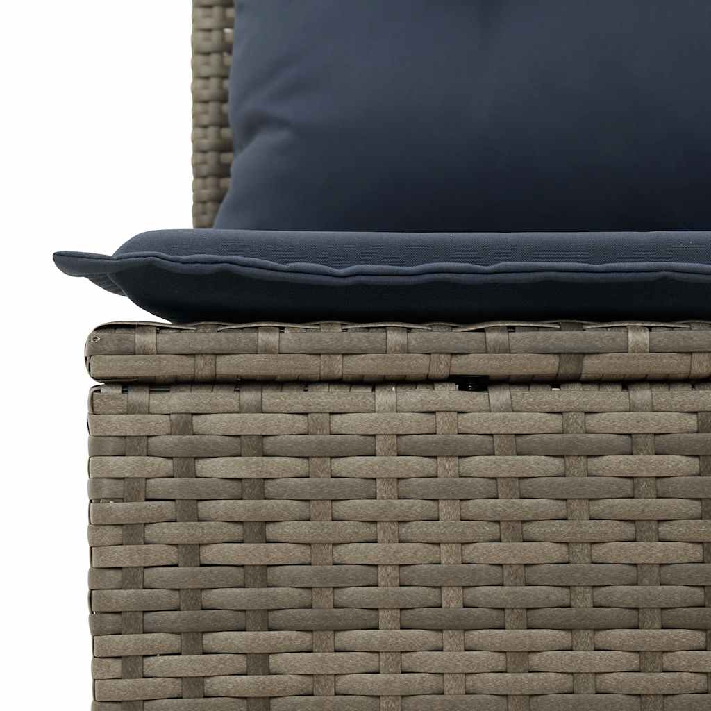 7-tlg. Garten-Sofagarnitur mit Kissen Grau Poly Rattan