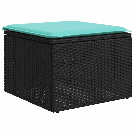 2-tlg. Garten-Sofagarnitur mit Kissen Schwarz Poly Rattan