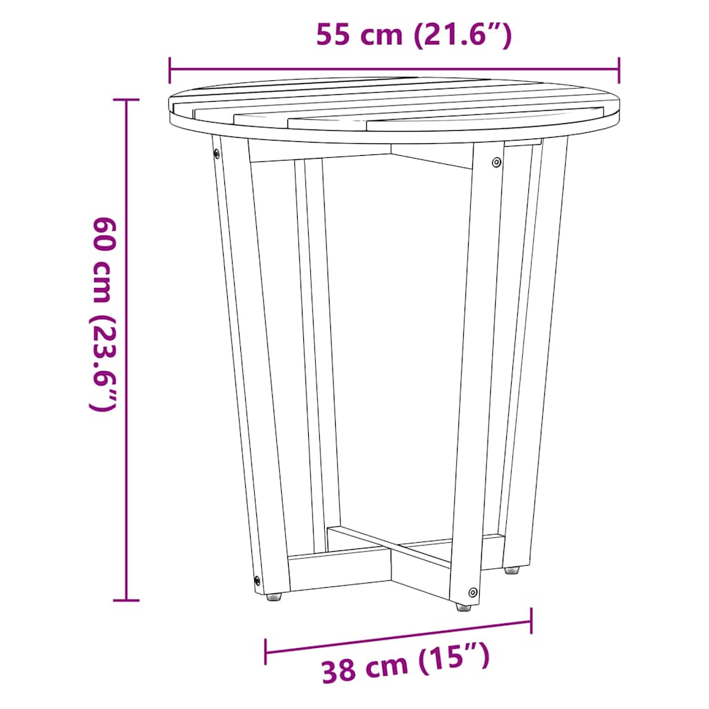 Garten-Beistelltisch Rund Ø55x60 cm Massivholz Akazie