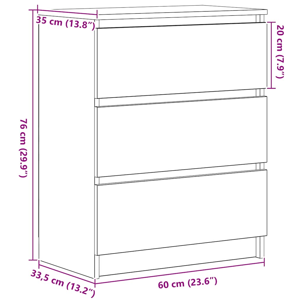 Sideboard Schwarz Eichen-Optik 60x35x76 cm Holzwerkstoff