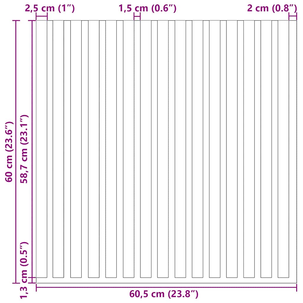 Akustik Wandpaneele 8 Stk. Lamellen 60,5x60 cm Eichenfurnier