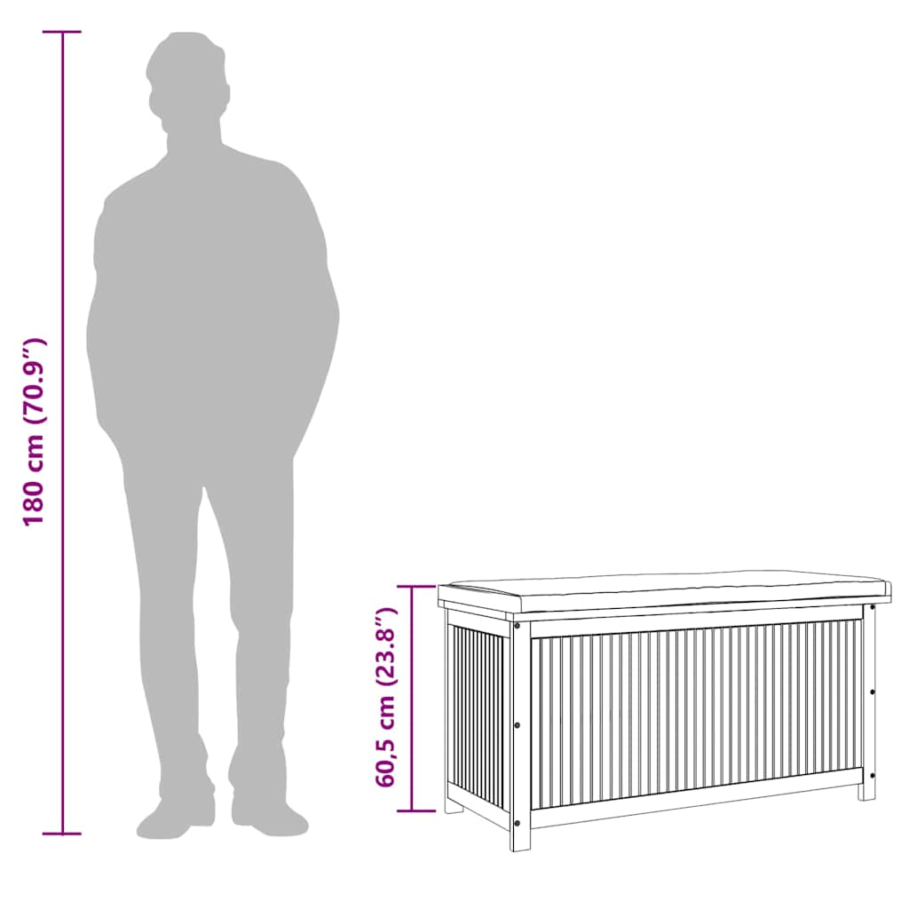 Outdoor-Kissenbox 113x50x60,5 cm Massivholz Akazie