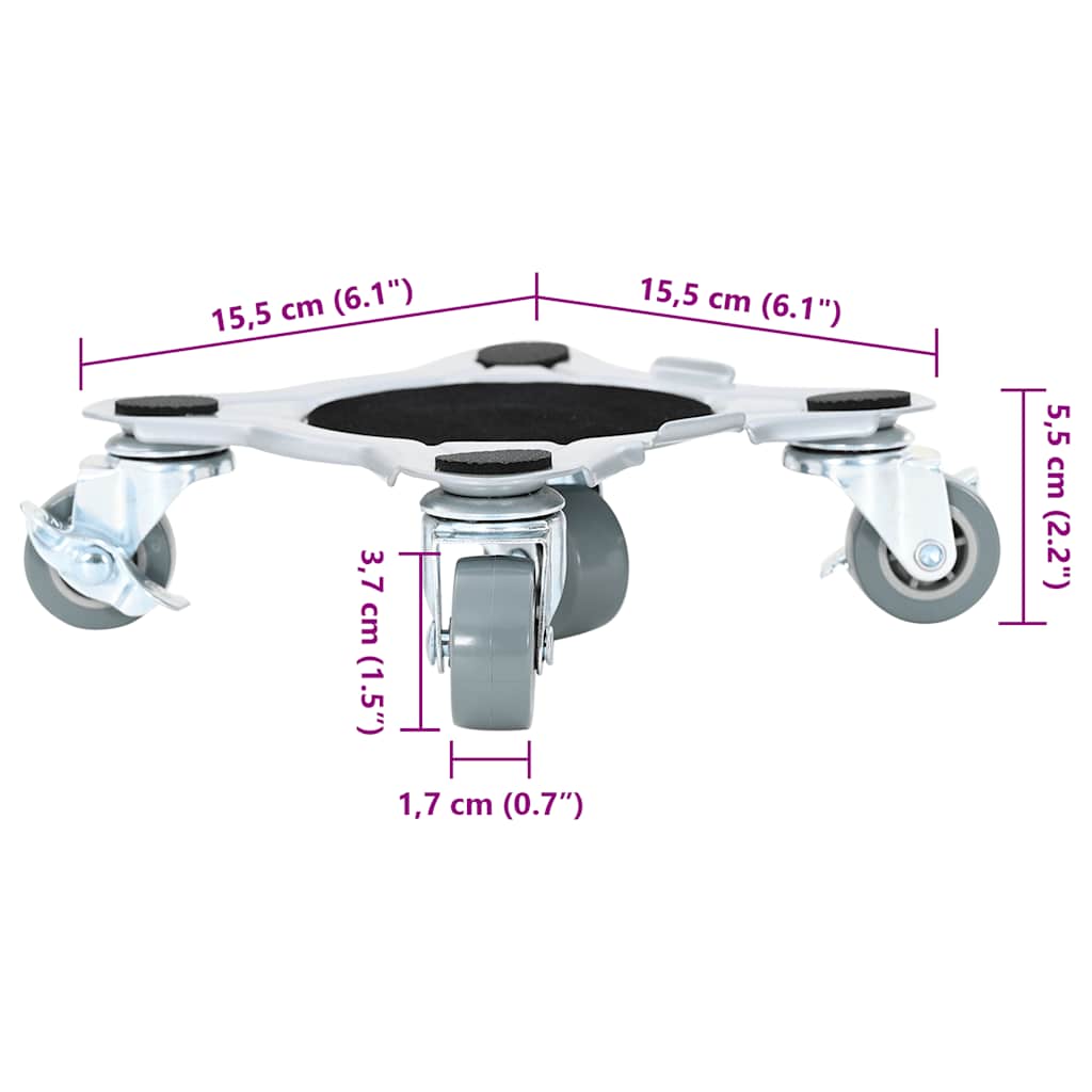 Möbelrollen 4 Stk. mit Heber 15,5x15,5x5,5 cm Stahl 1000 kg