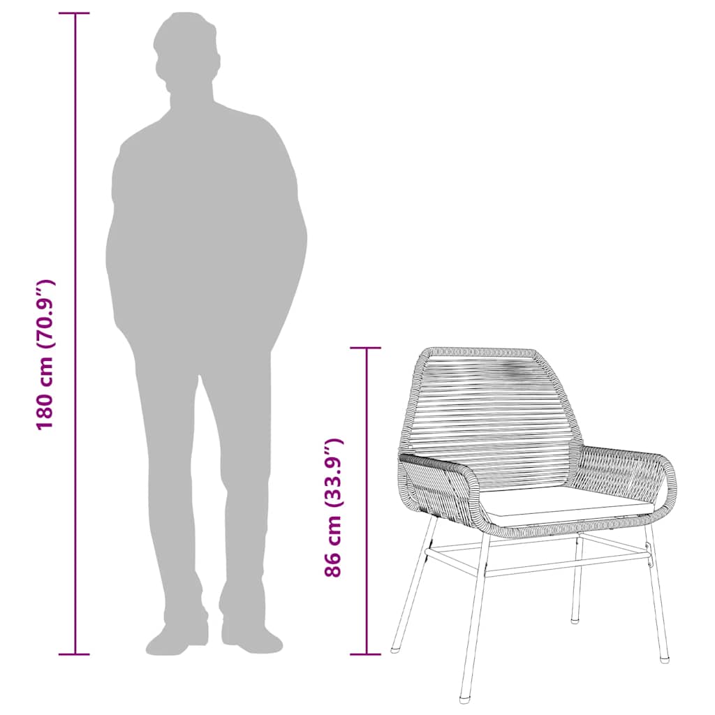 7-tlg. Garten-Essgruppe mit Kissen Schwarz Poly Rattan Glas