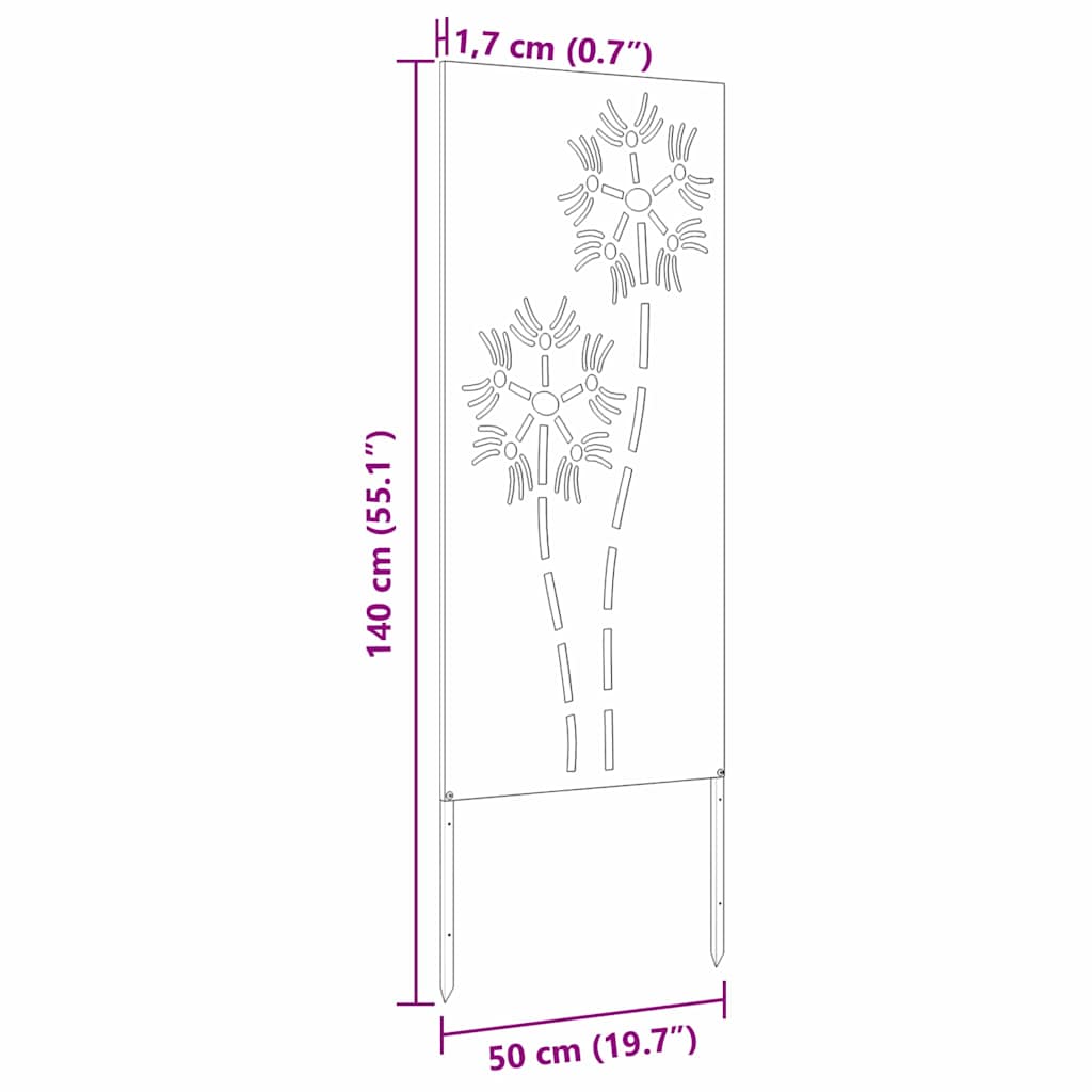 Garten Sichtschutz-Leinwand Rostig 50 x 140 cm Wetterfeststahl