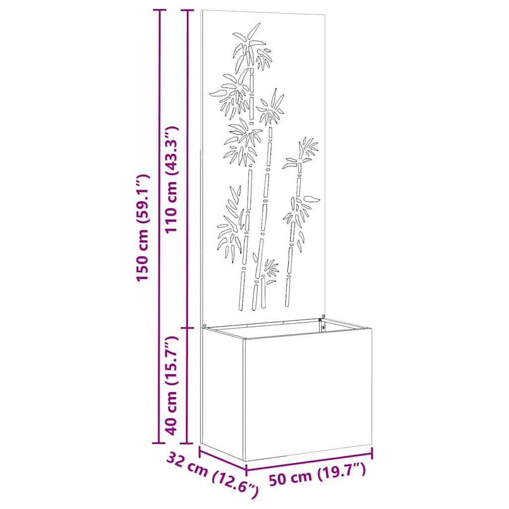 Garten Sichtschutz-Leinwand Floral Anthrazit 50 x 140 cm