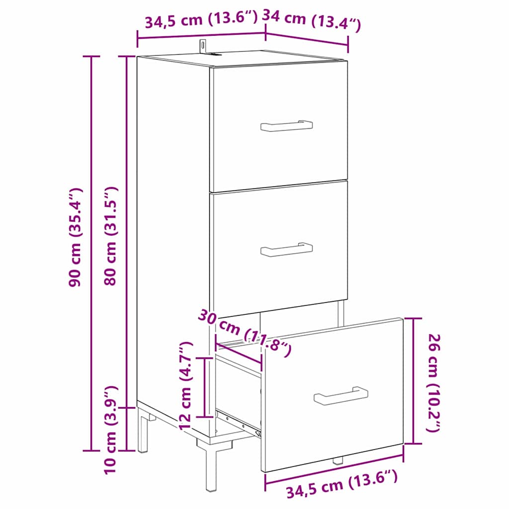 Sideboard Altholz 34,5 x 34 x 90 cm Holzwerkstoff