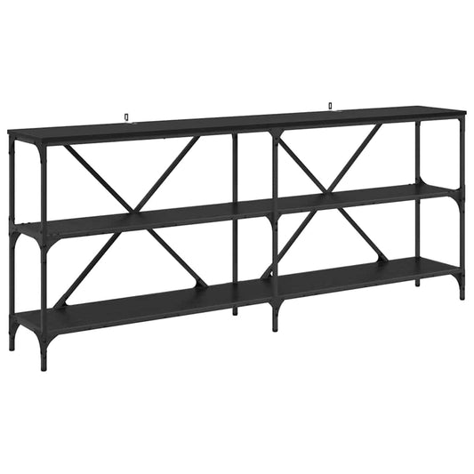 Konsolentisch mit Regal Schwarz Eichen-Optik 180 x 30 x 75 cm