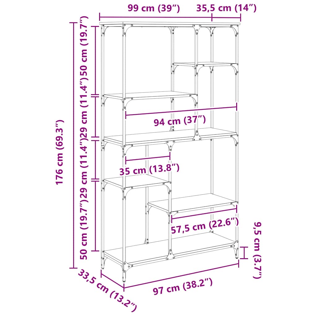 Bücherregal Altholz 99 x 35,5 x 176 cm Holzwerkstoff