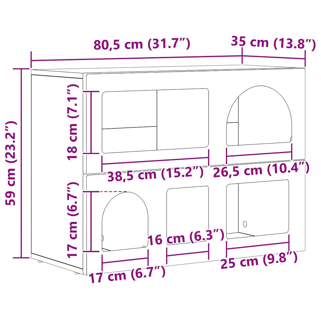Sideboard Hochglanz Weiß 80,5 x 35 x 59 cm Holzwerkstoff