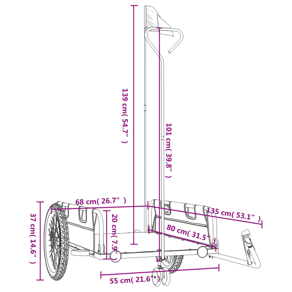 Fahrradanhänger Grau und Schwarz Oxford-Gewebe und Eisen