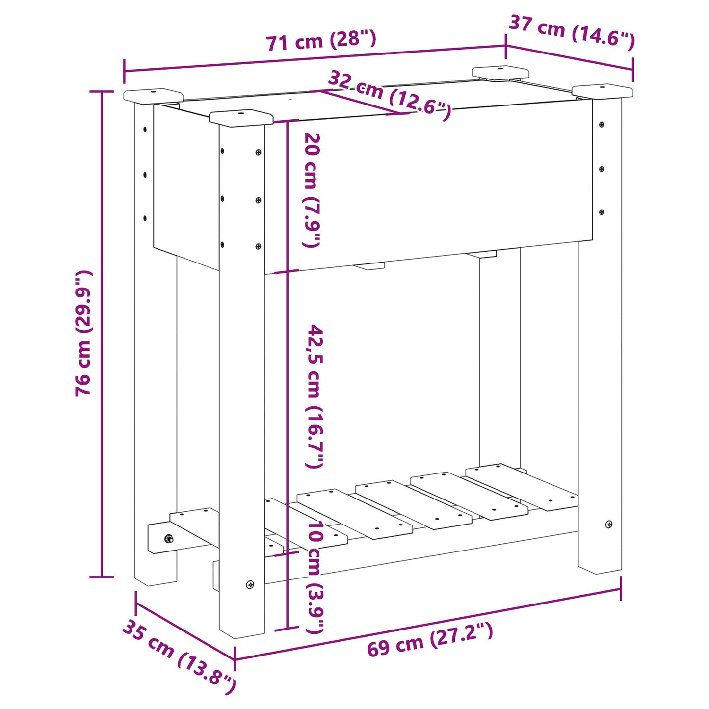 Garten-Pflanzgefäß mit Regal Beige 71 x 37 x 76,5 cm