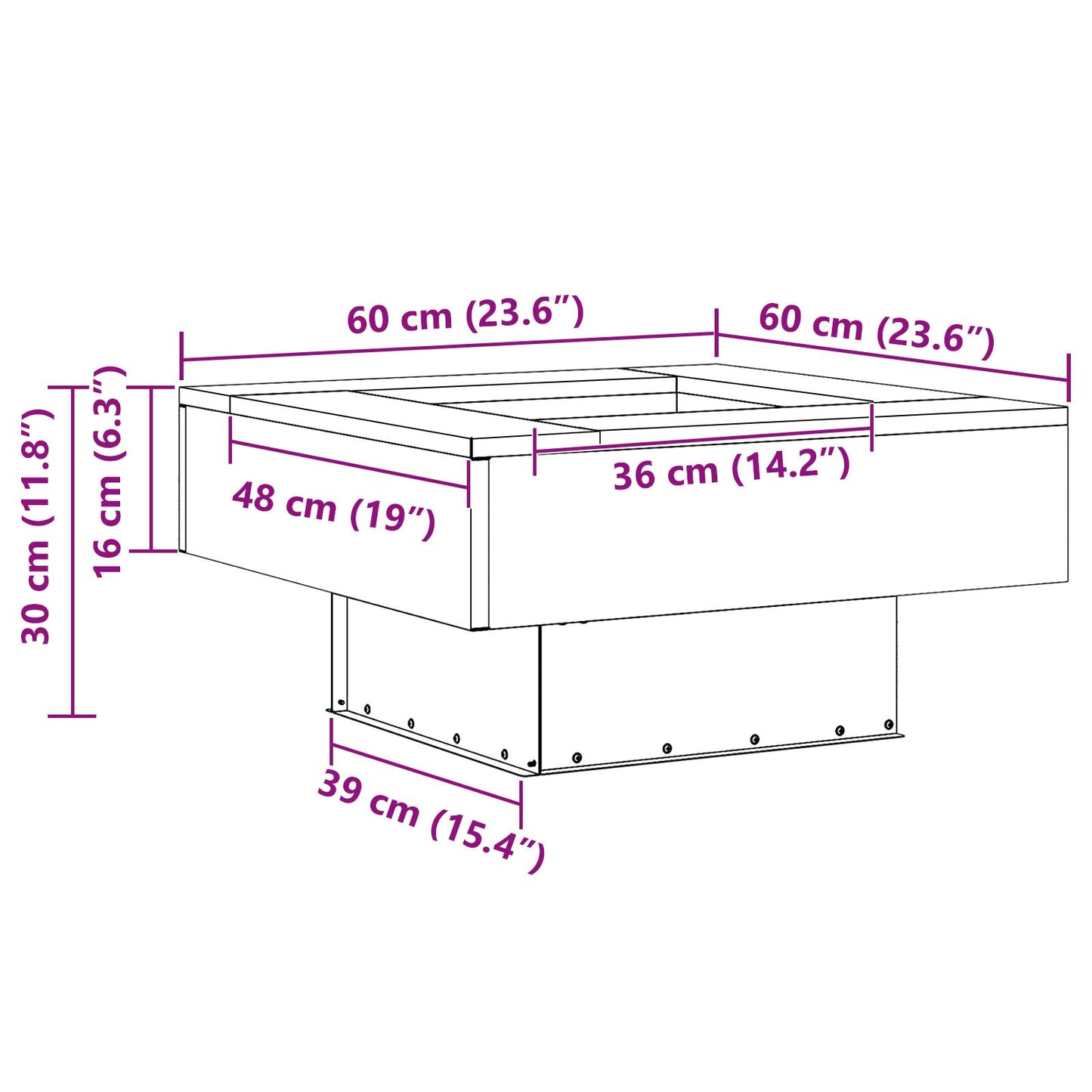 Feuerplatz Braun 60 x 60 x 30 cm Witterungsbeständiger Stahl