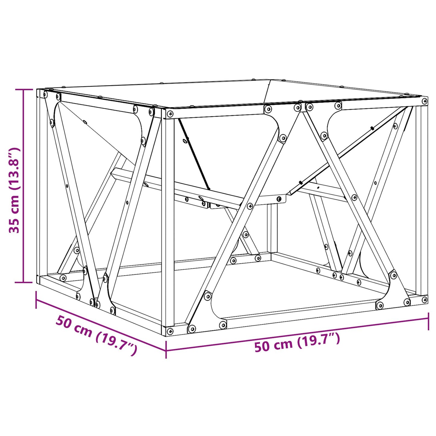 Feuerplatz Schwarz 50 x 50 x 35 cm Kaltgewalzter Stahl