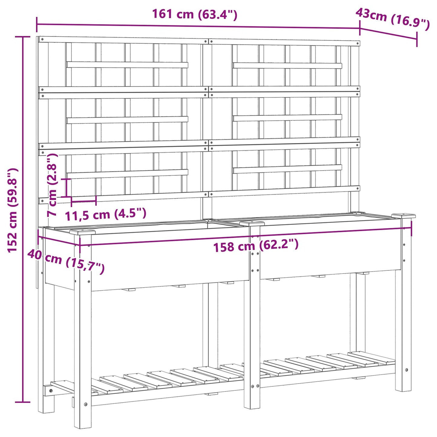 Garten-Pflanzgefäß mit Regal Beige 161 x 46 x 152,5 cm