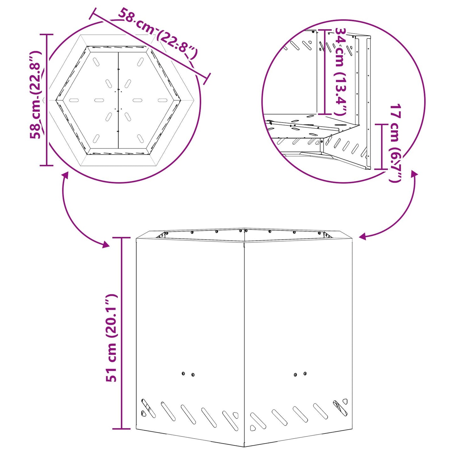 Feuerplatz Braun 58 x 58 x 51 cm Witterungsbeständiger Stahl