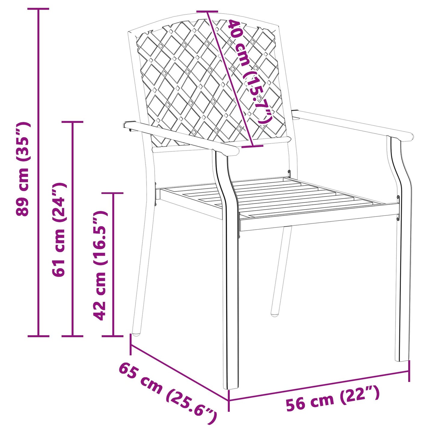 Gartenstuhl 4 pcs Anthrazit 56 x 65 x 89 cm Stahl