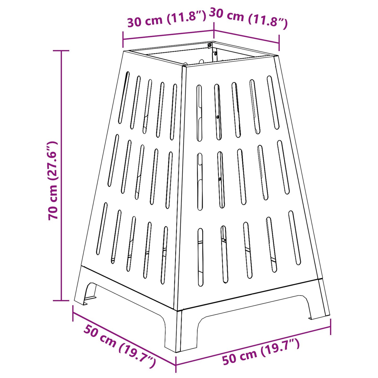 Feuerplatz Braun 50 x 50 x 70 cm Witterungsbeständiger Stahl