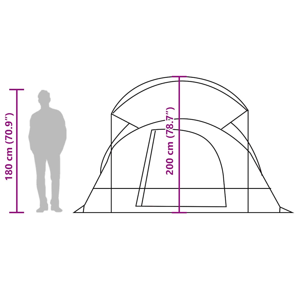 Tunnel-Familienzelt 8 Personen Grün Wasserdicht