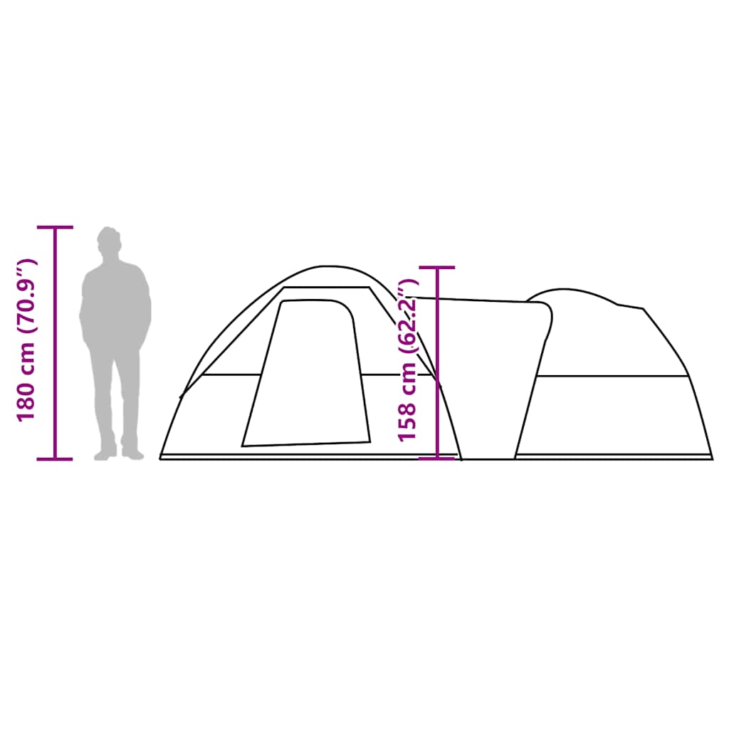 Campingzelt 5 Personen Grau und Orange Wasserdicht