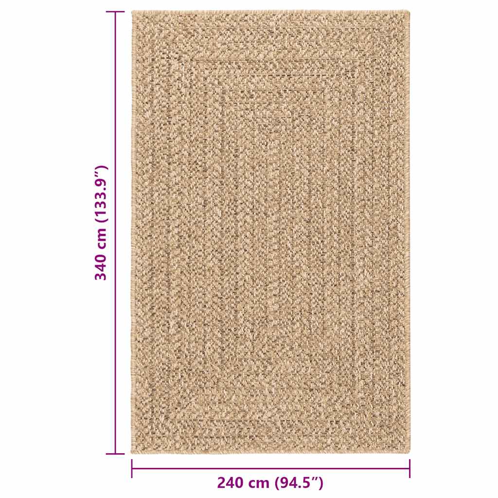 Teppich ZIZUR Beige 240x340 cm Jute-Optik Indoor und Outdoor
