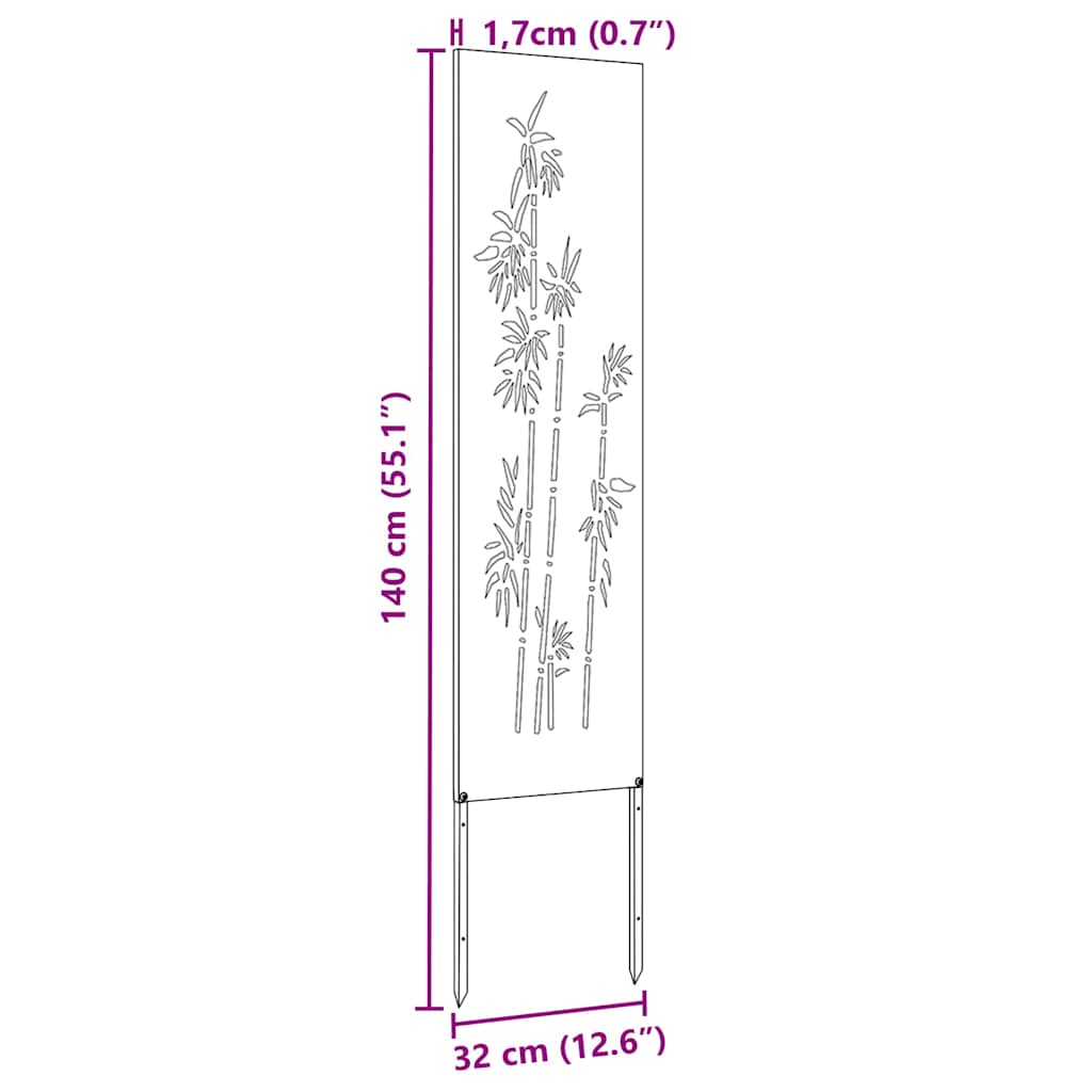 Garten Sichtschutz-Leinwand Rostig 32 x 140 cm Wetterfeststahl